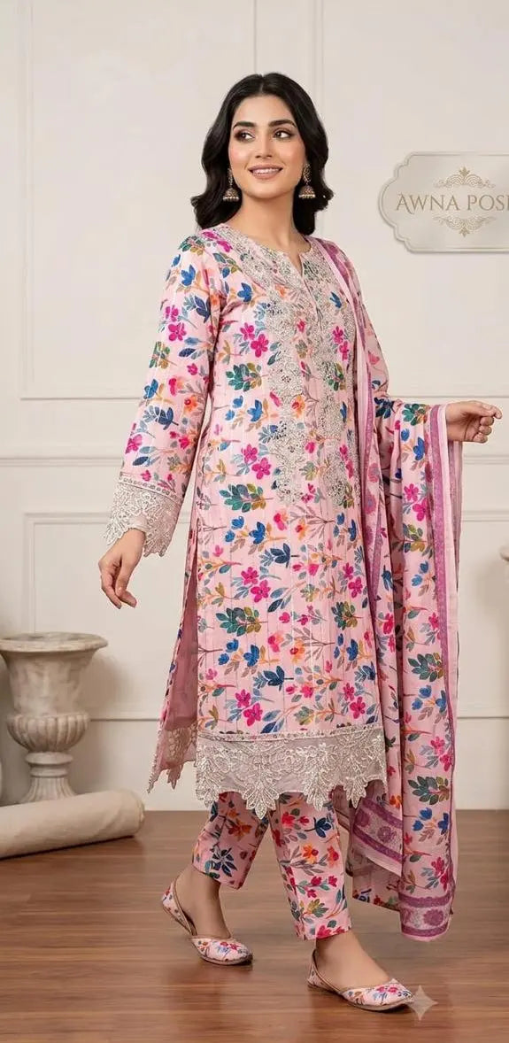 Blush Pink Multicolour Floral Printed