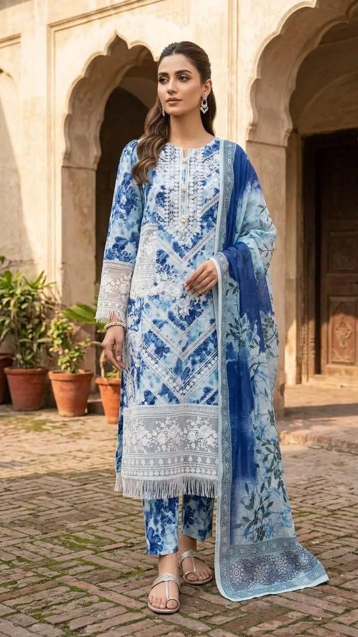 Ocean Blue and White Printed